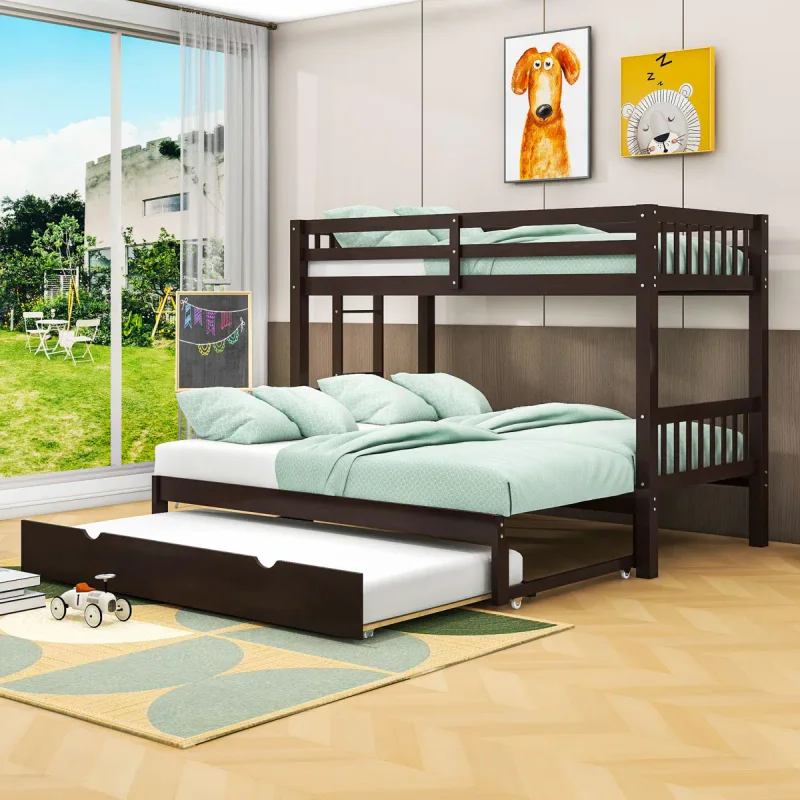 Bellos Twin Over Twin Standard Bunk Bed with Trundle by Harriet Bee – Model A842