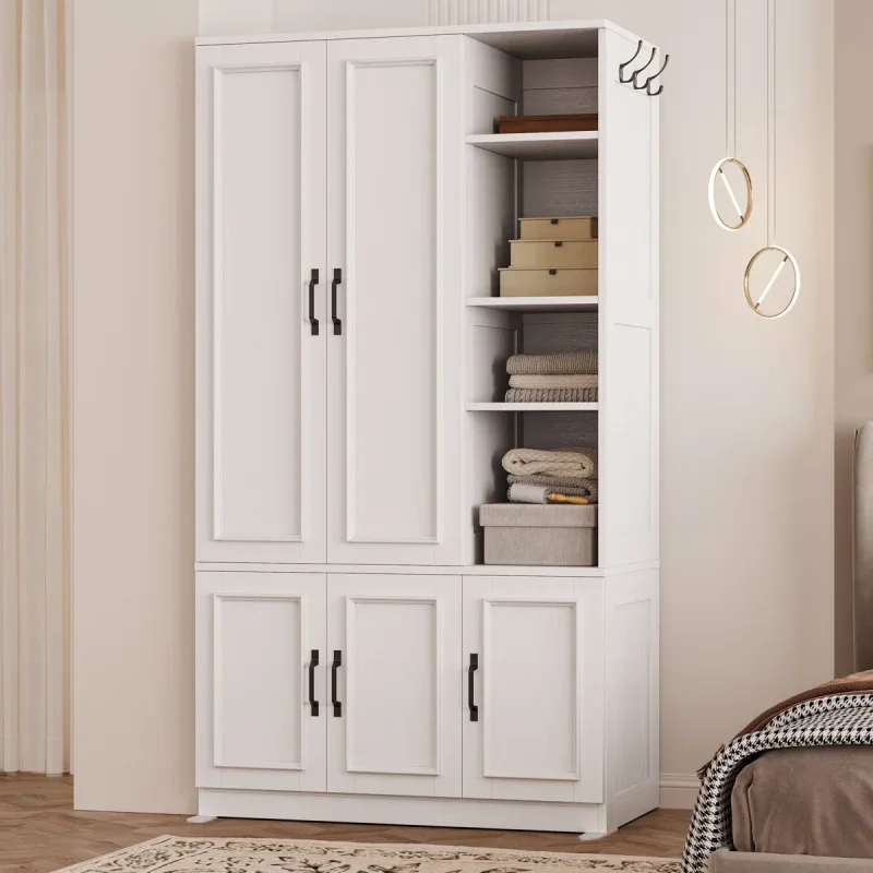 Door Wooden Wardrobe With Hanging Poles _ Model A812