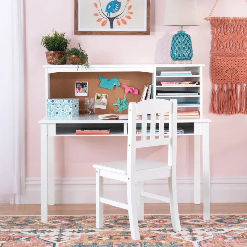 Kids Media Desk with Corkboard & Storage