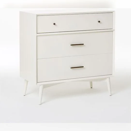 Mid-Century 3-Drawer Dresser – White