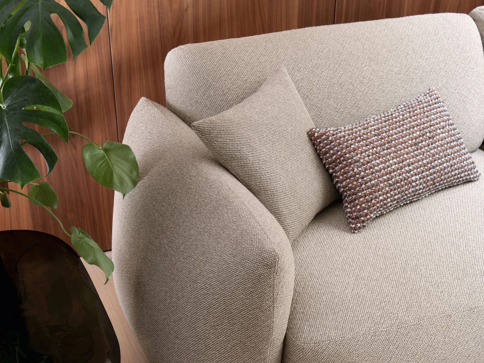 NOEMI Modular fabric sofa with chaise longue