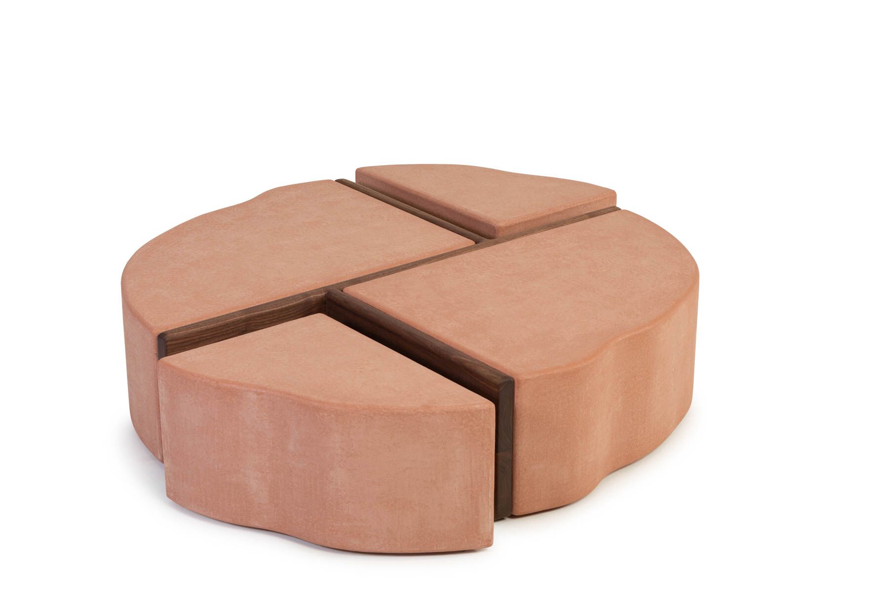 FLINT GRID ROUND Round low coffee table