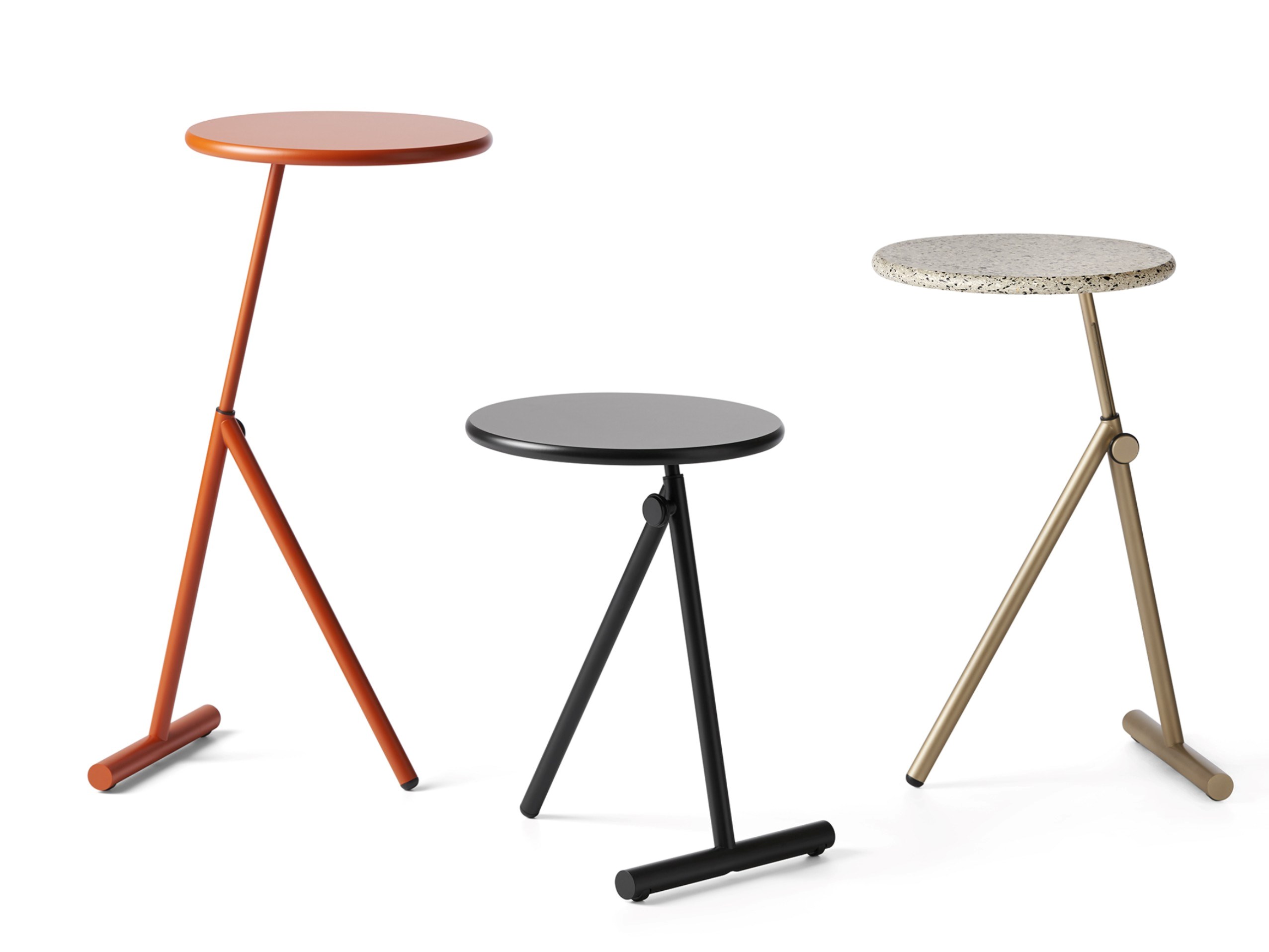 Round height-adjustable coffee table with castors