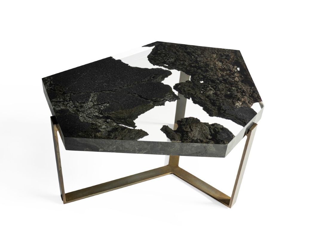 Lava stone and resin central coffee table