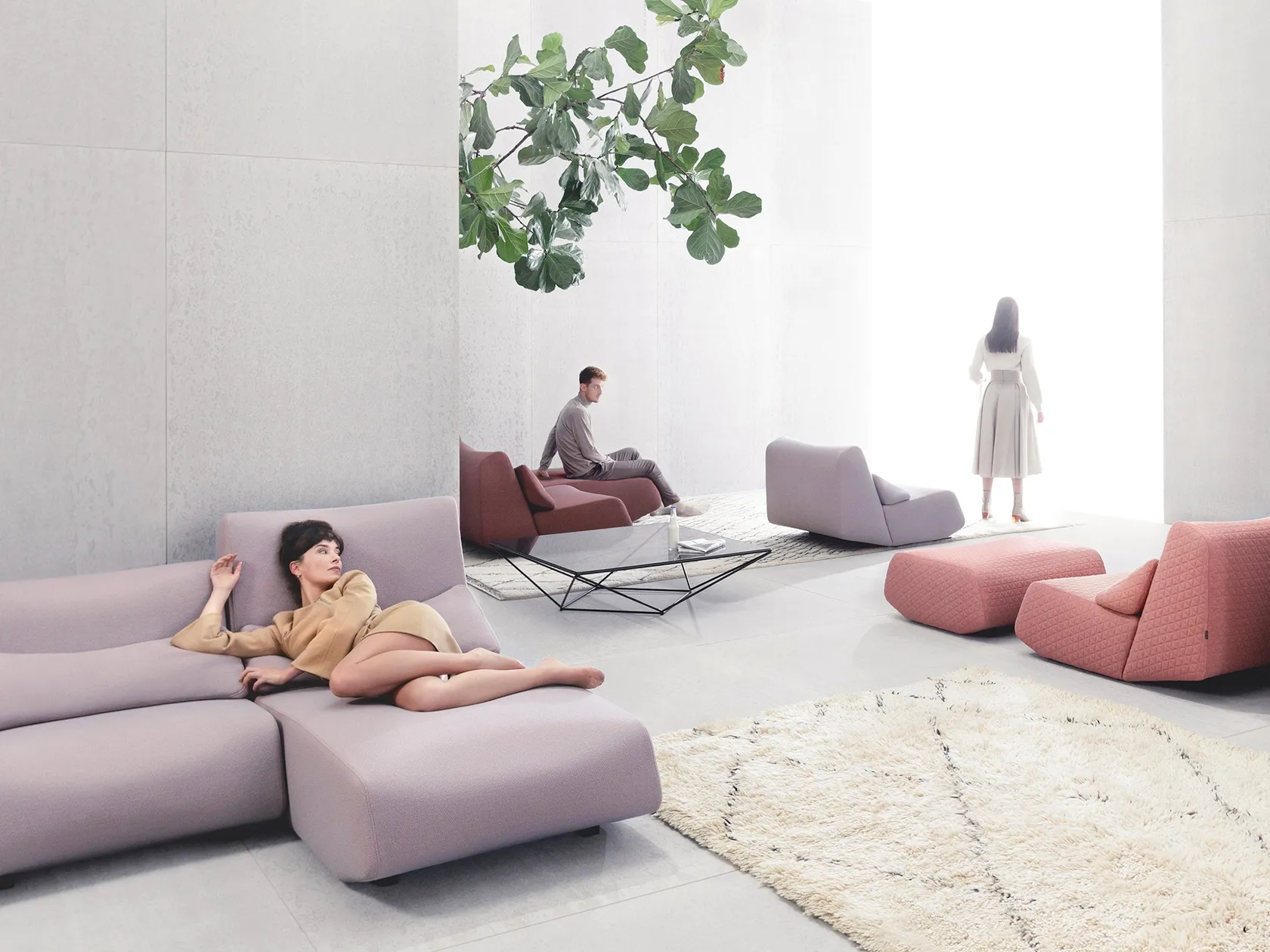 ABSENT Corner modular fabric sofa