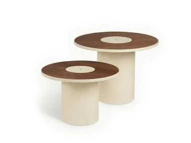 Round steel and wood central coffee table FORAT Galarina