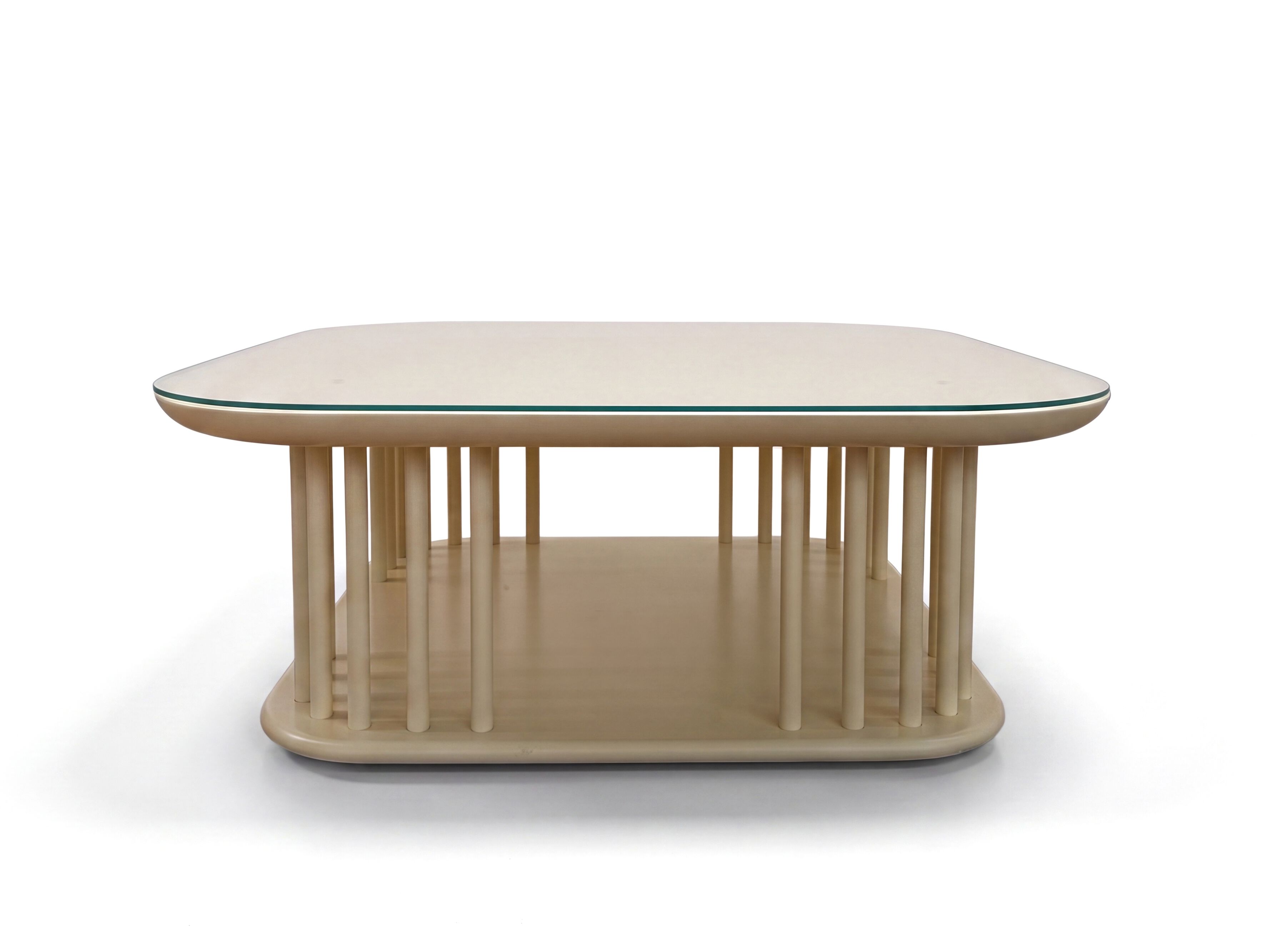 Square wooden central coffee table