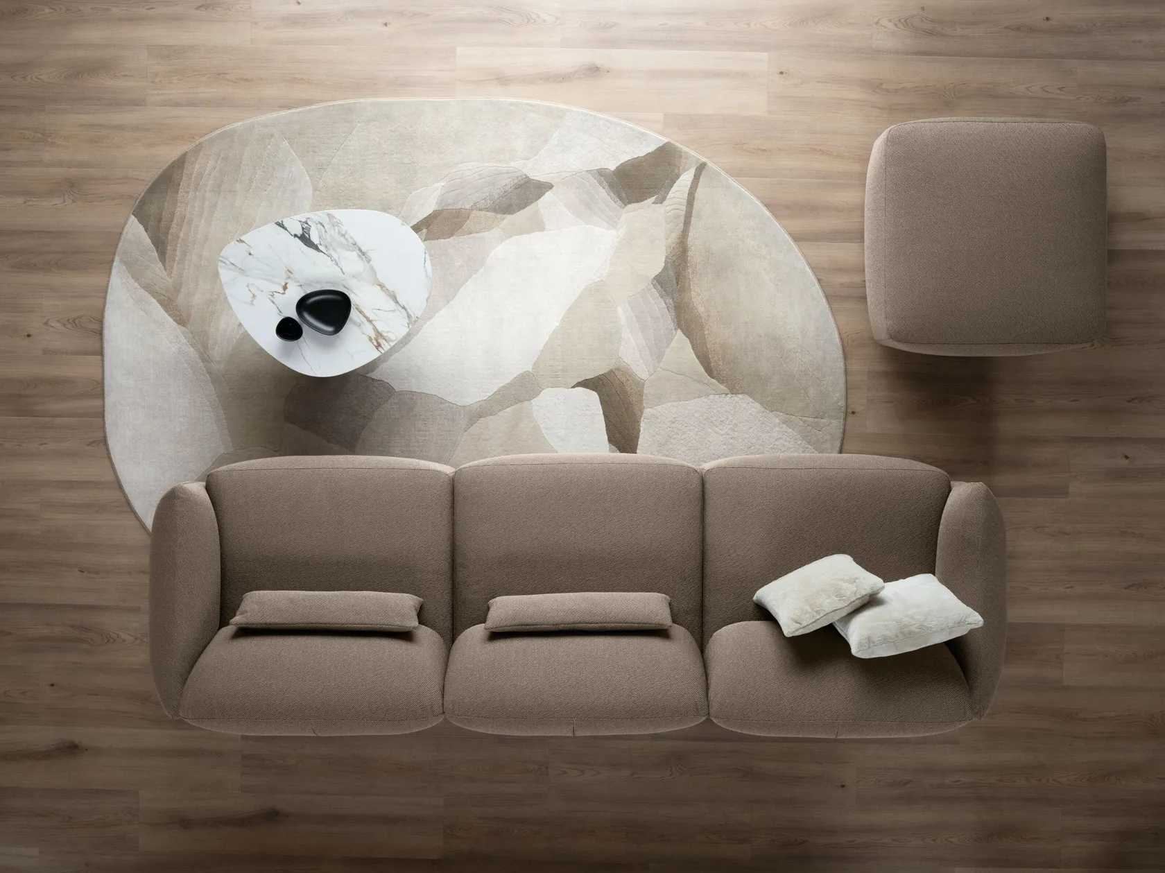 NOEMI Modular fabric sofa with chaise longue