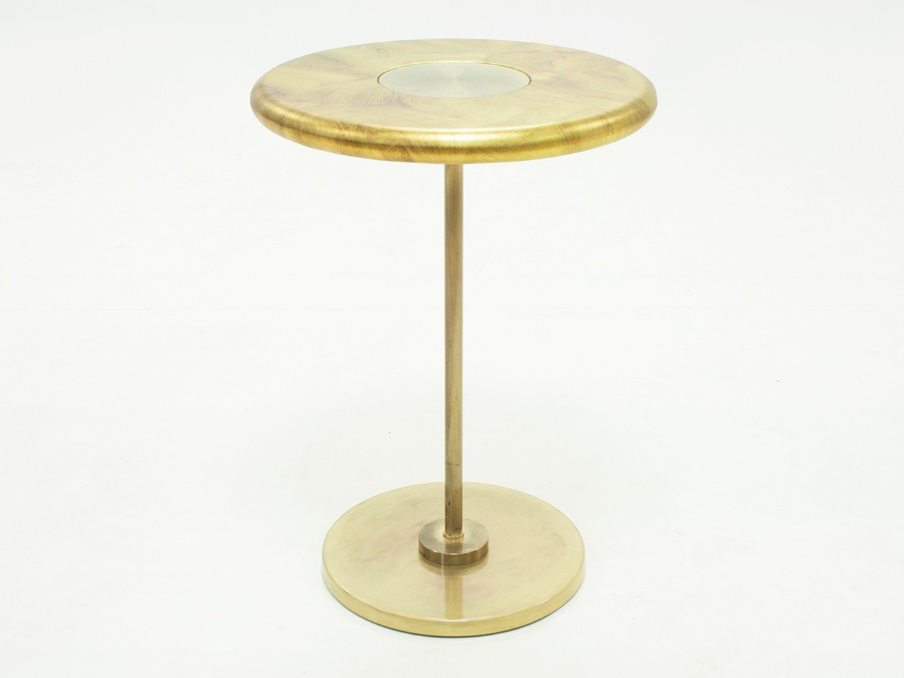 Round coffee table with printed MDF top and metal base
