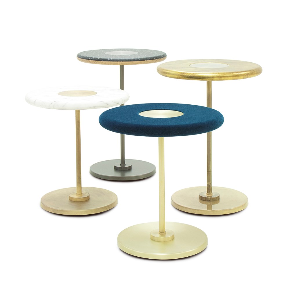 PLANET Round coffee table with printed MDF top and metal base