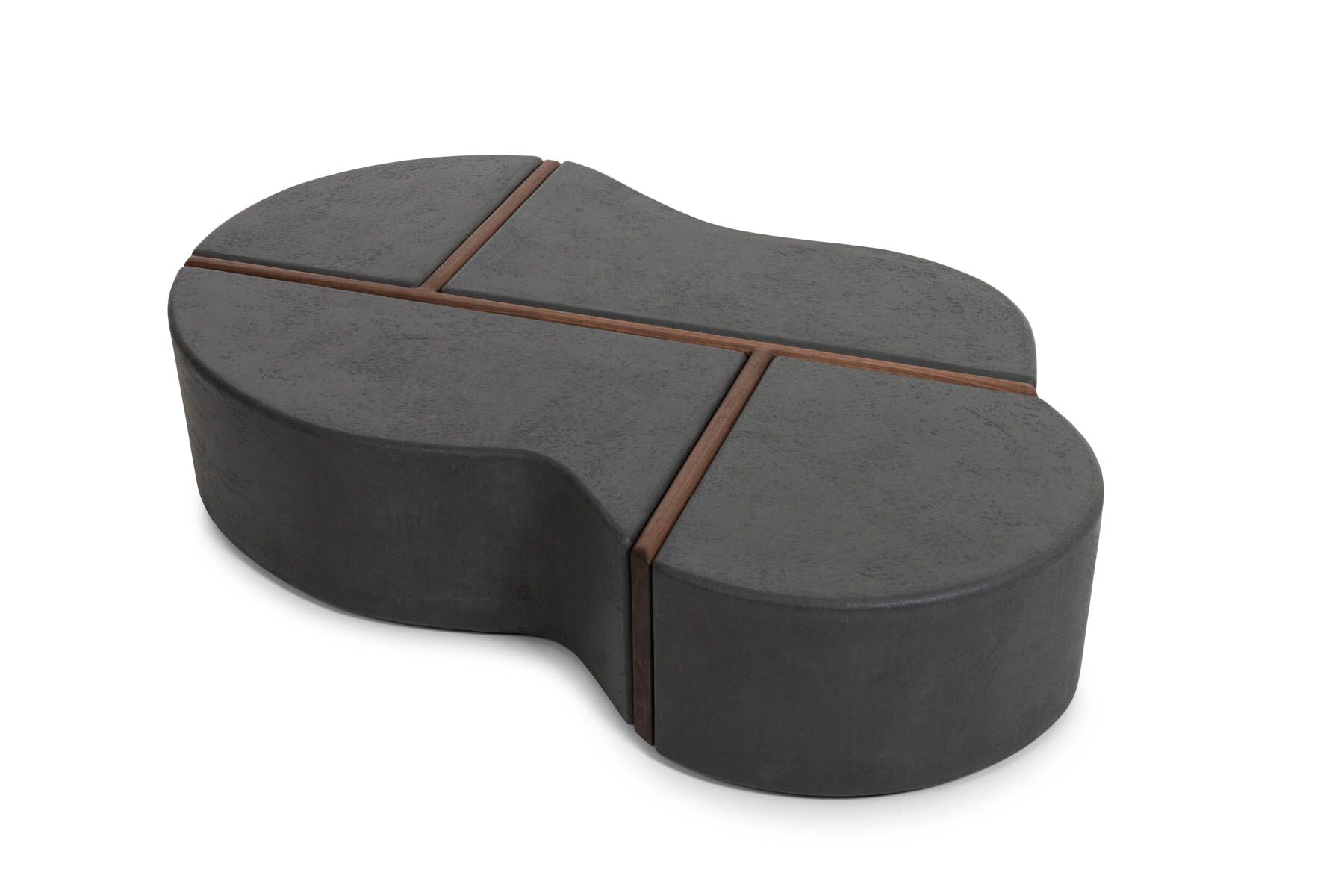 FLINT GRID LIQUID METAL Free form low coffee table