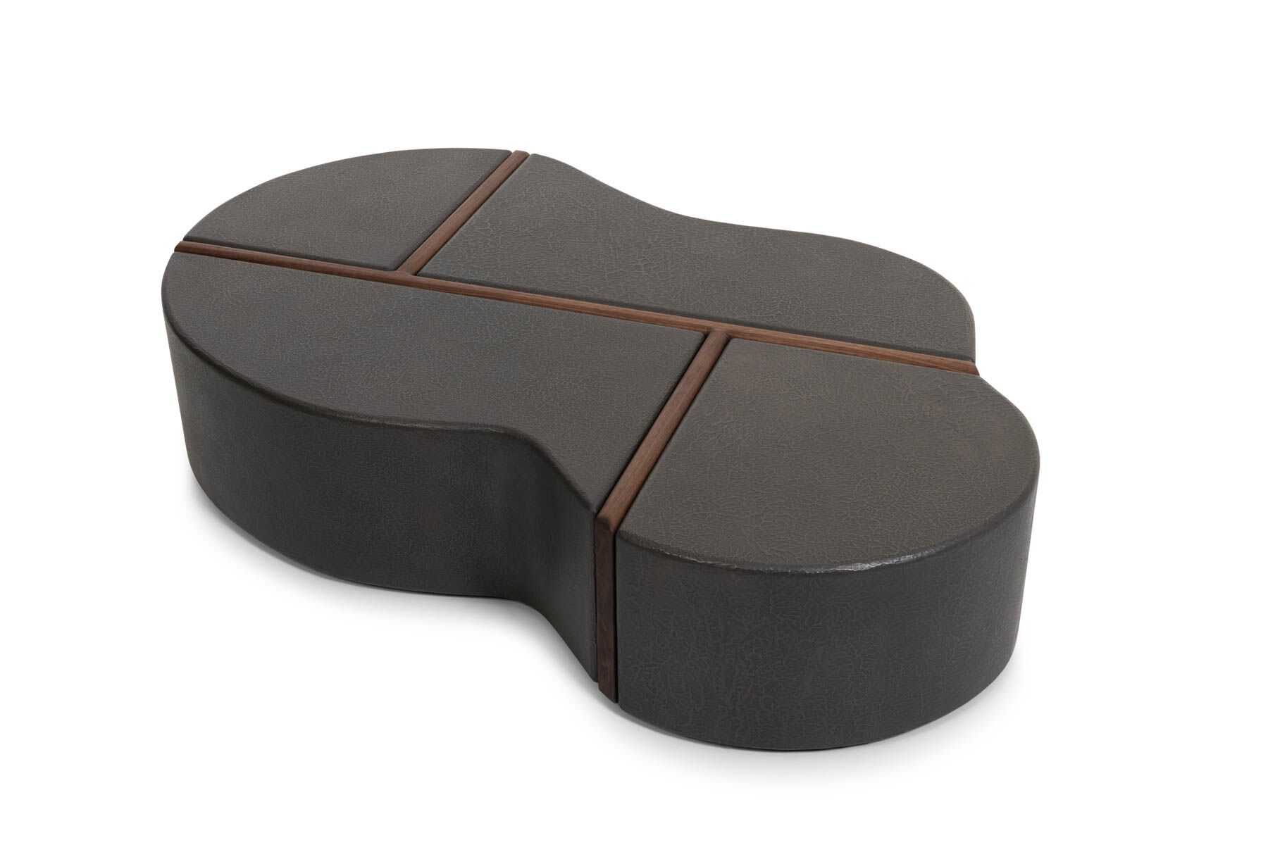 FLINT GRID LIQUID METAL Free form low coffee table