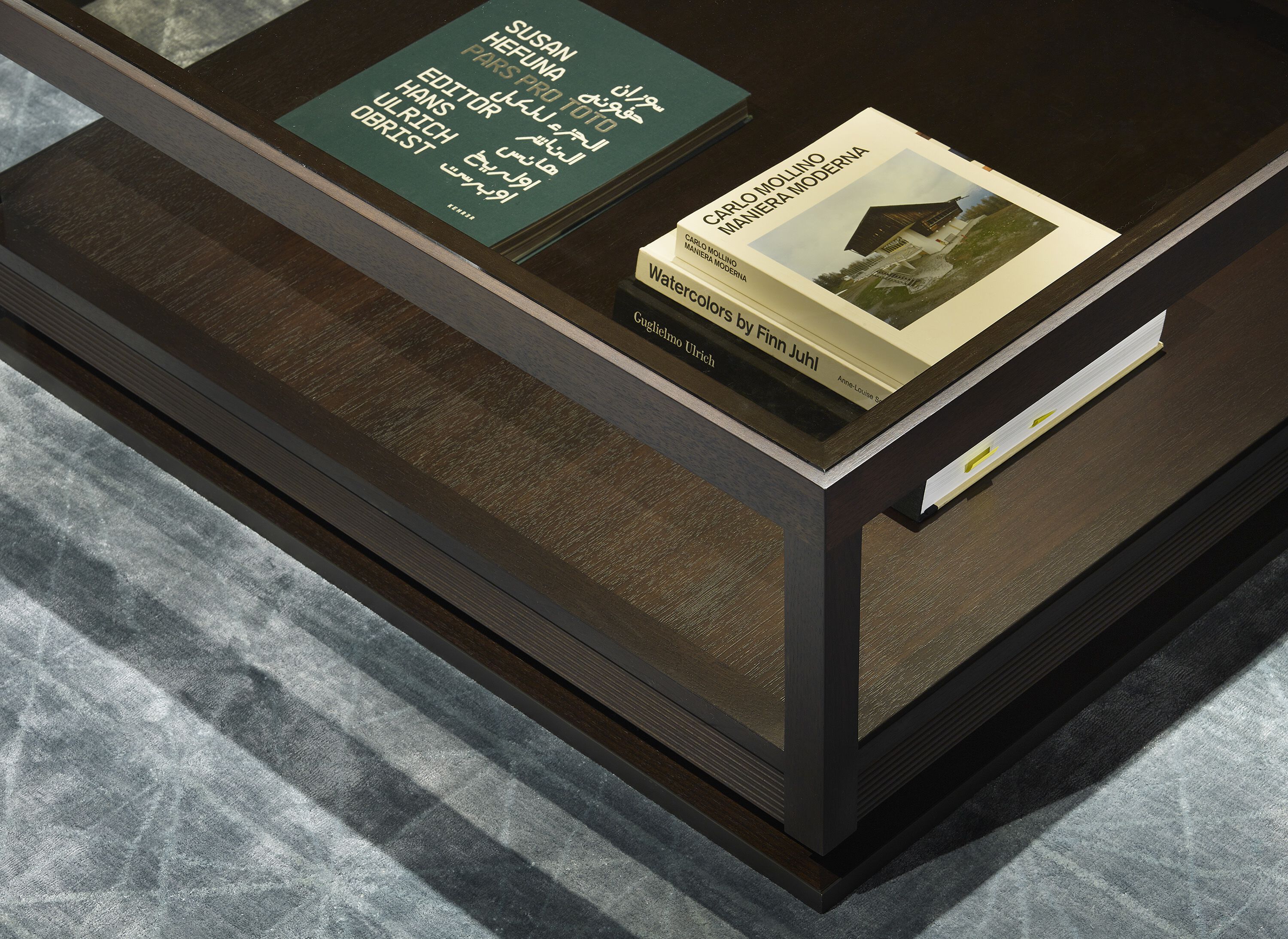 I.C.S. TAVOLINO Wood and glass coffee table