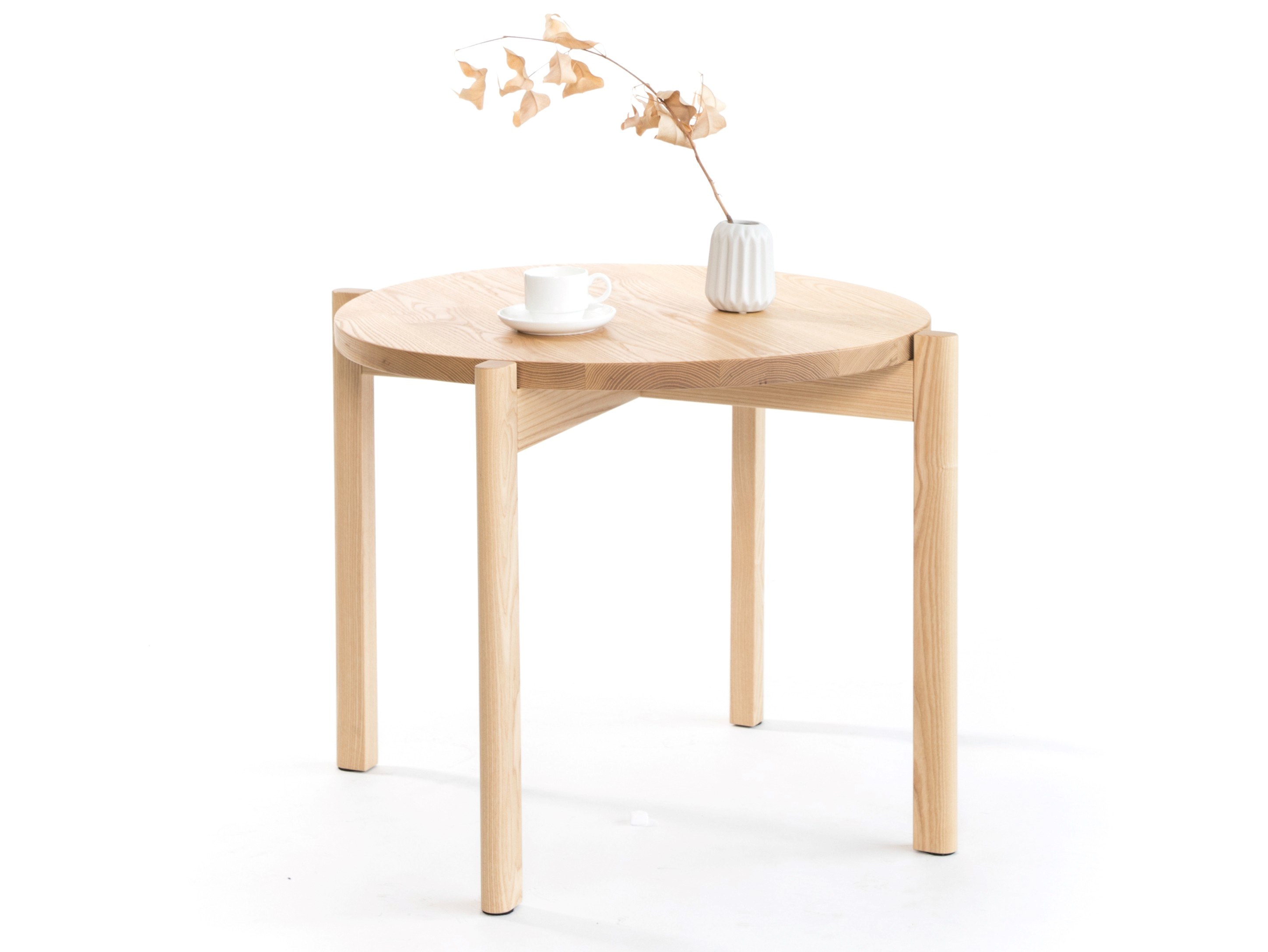 Round solid wood coffee table