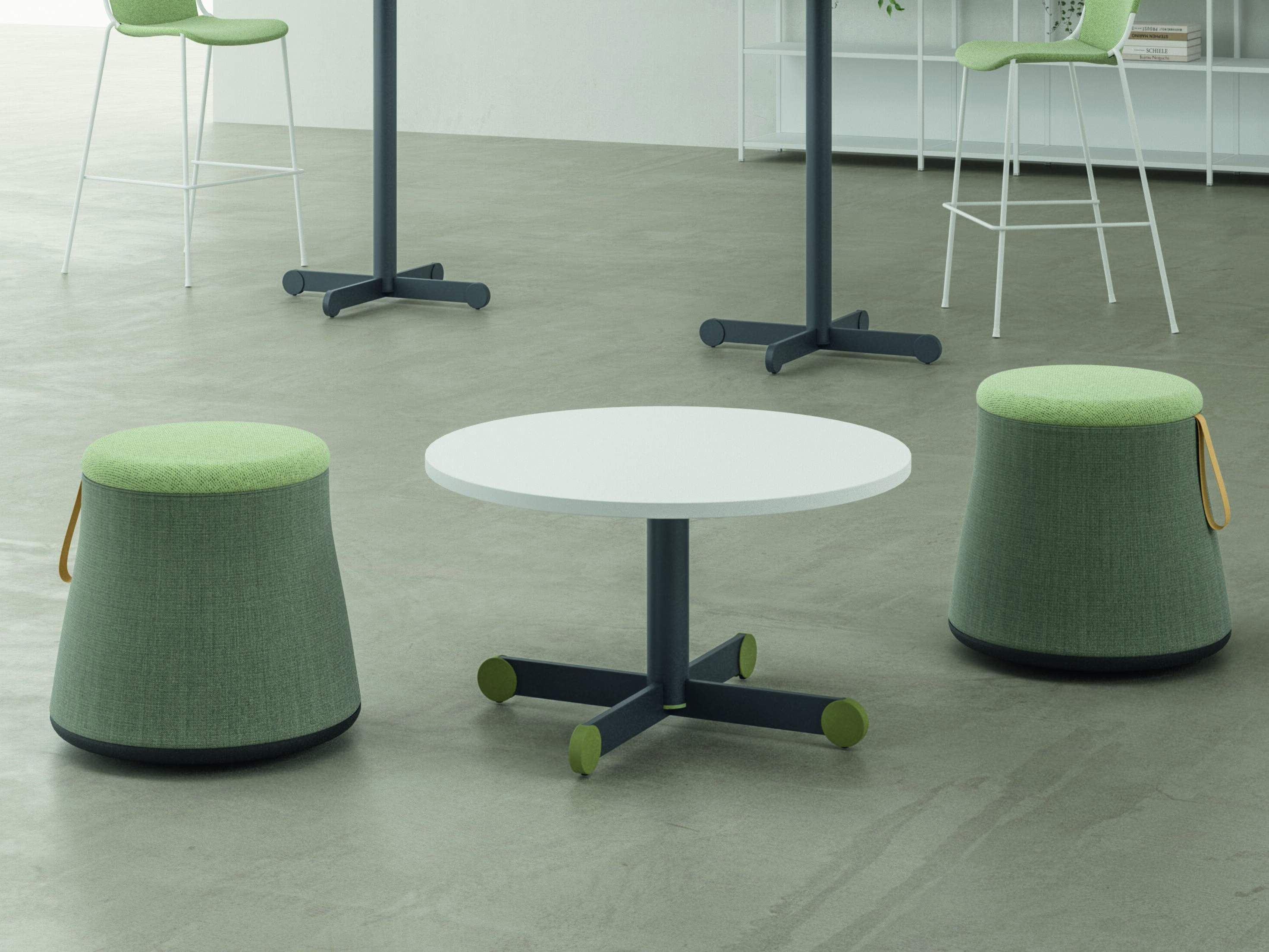 Round melamine side table