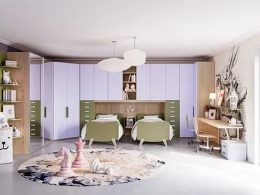 Fitted wooden teenage bedroom TOP CM315