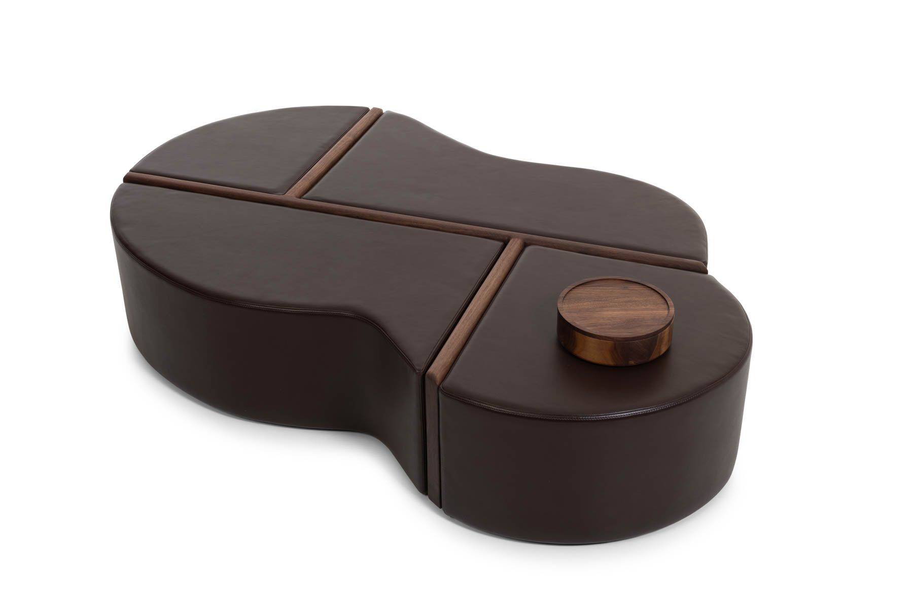 FLINT GRID LEATHER Free form low coffee table