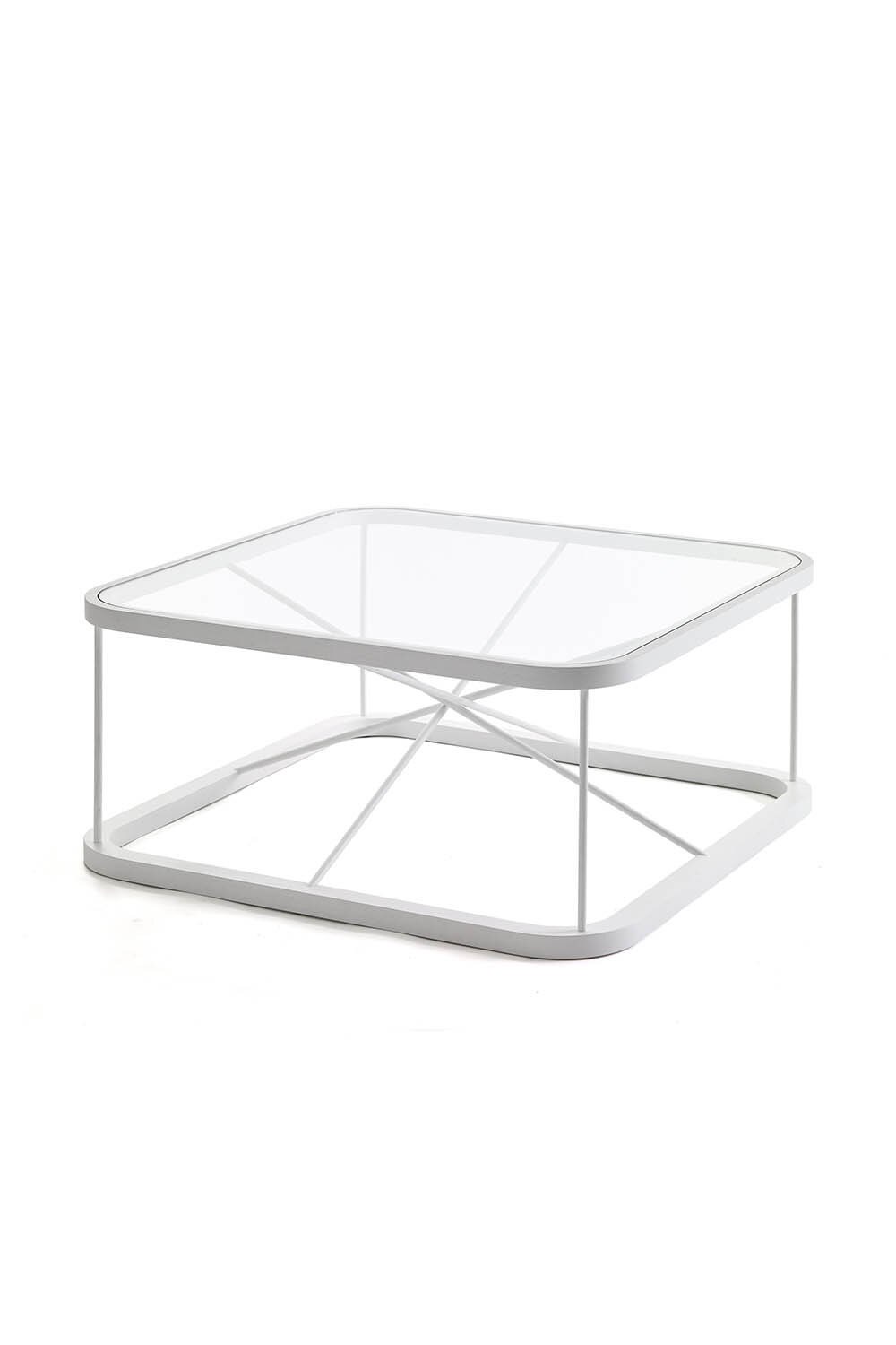 TWIGGY XL Square wood and glass coffee table