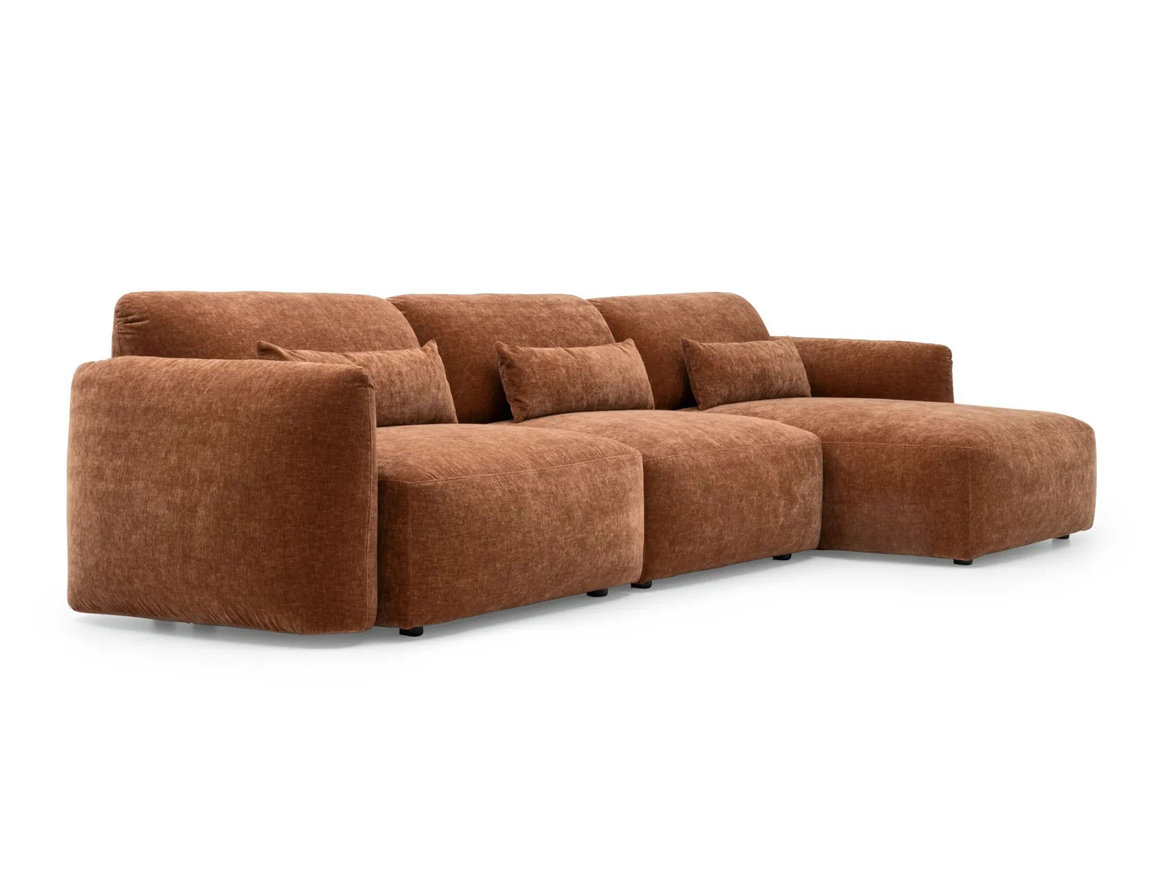 Modular fabric sofa with chaise longue