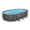 Power Steel™ Frame Pool Complete set with filter pump 610 x 366 x 122 cm , wood printing (bog oak), oval
