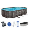 Power Steel™ Frame Pool Complete set with filter pump 610 x 366 x 122 cm , wood printing (bog oak), oval