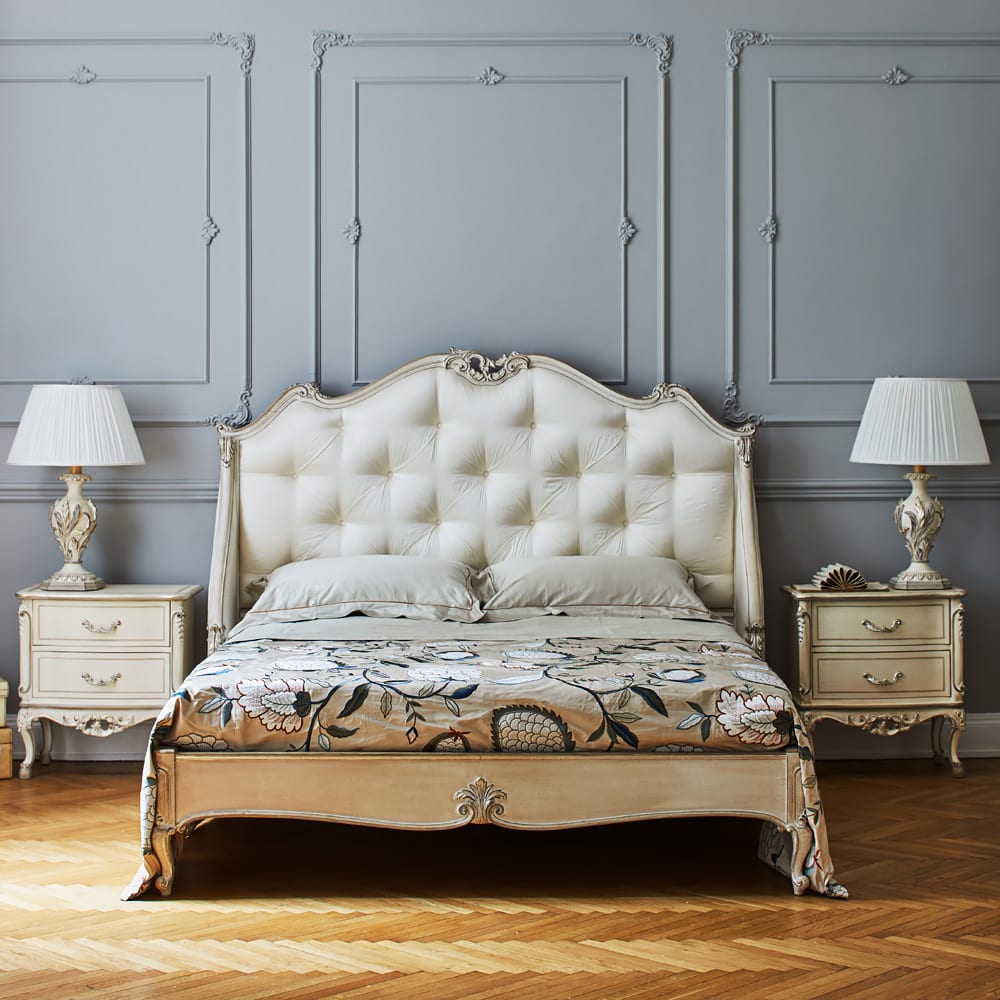 Classic Italian Designer Button Upholstered Winged Bed 5 - Elite Bedroom