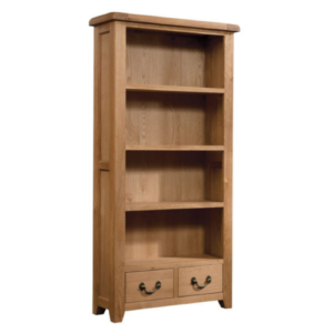 Sumi Waxed Oak Tall Wide Bookcase | Fully Assembled