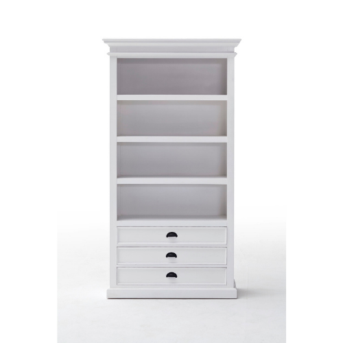 Charlen Distressed White Bookcase, Pre Assembled White Bookcase