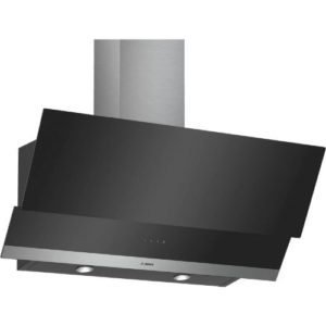 BOSCH Serie | 2 wall-mounted cooker hood 90 cm clear glass black printed DWK095G60