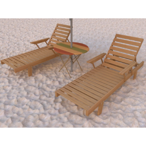 Chaise-longue wood with hand rest pool side
