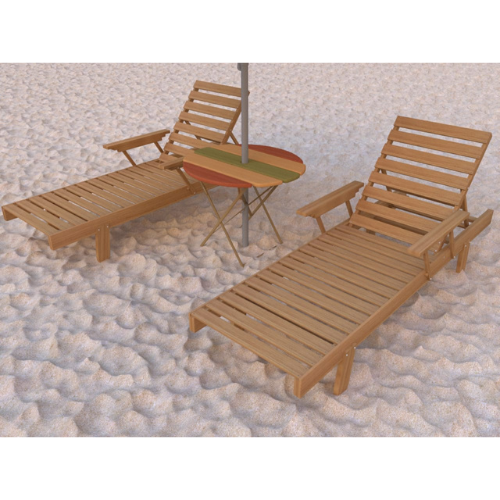 Chaise longue wood with hand rest outdoor furniture - Chaise-longue wood with hand rest pool side