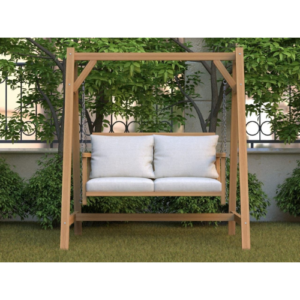 Swing for two people with cushion beech wood 150 x 122 x 185 cm 300x300 - Cart