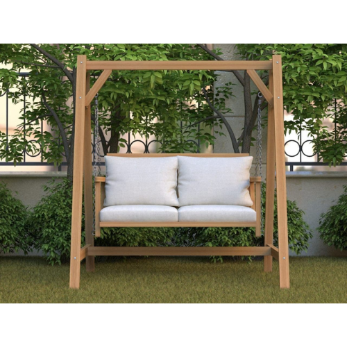 Swing for two people with cushion beech wood 150 x 122 x 185 cm - Swing for two people - with cushion- beech wood -150 x 122 x 185 cm