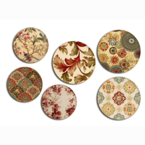 Floral Decoupage Porcelain Wall Art – Set of 6 Prints