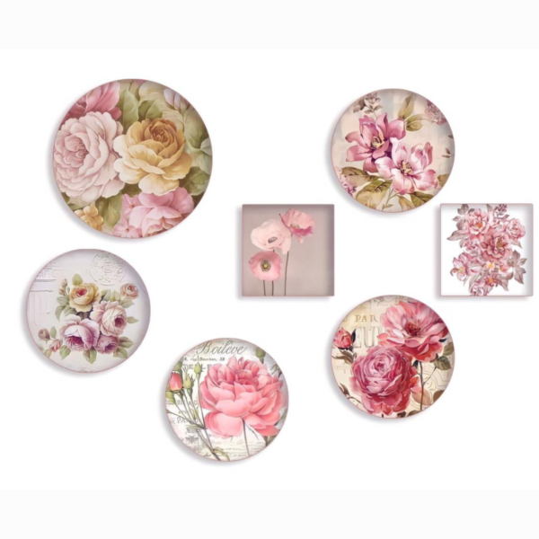 Porcelain Rose Garden Decoupage Wall Art – Set of 7 Prints