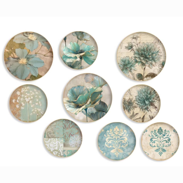 Decoupage Wall Art Abstract Plant – 9 Piece Set