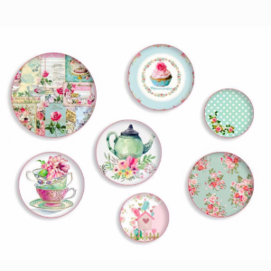 Decoupage Wall Art Teapot – Set of 7 Plates