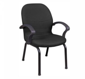 Chair with black metal base Black leather leather Model 1