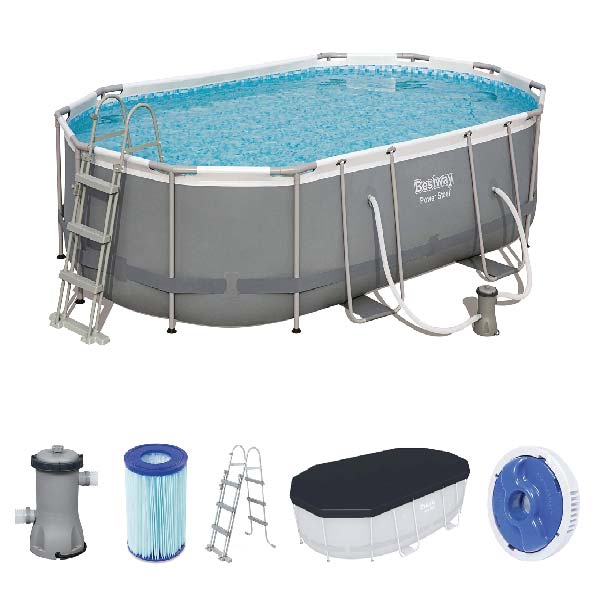 56448 01 1 - Bestway Power Steel Oval Pool Set 4.88m x 3.05m x 1.07m no. 56448