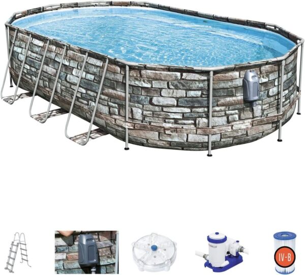 Bestway Power Steel Above Ground Swimming Pool Oval Set 610x366x122 Cm – No:56719