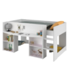 Multifunctional Loft Bed with Integrated Desk and Shelves