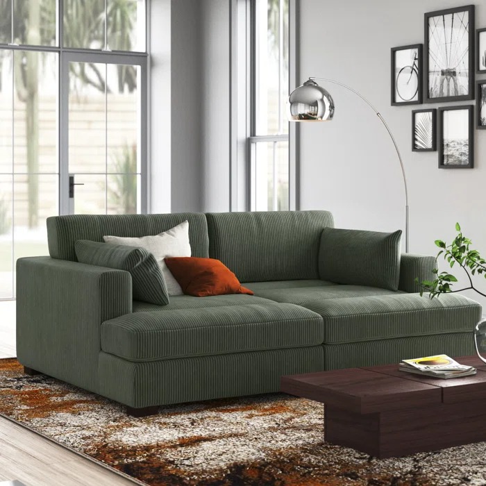 Bentura83.86RecessedArmModularSofa - Modular Corduroy Sleeper Sofa – Model A358