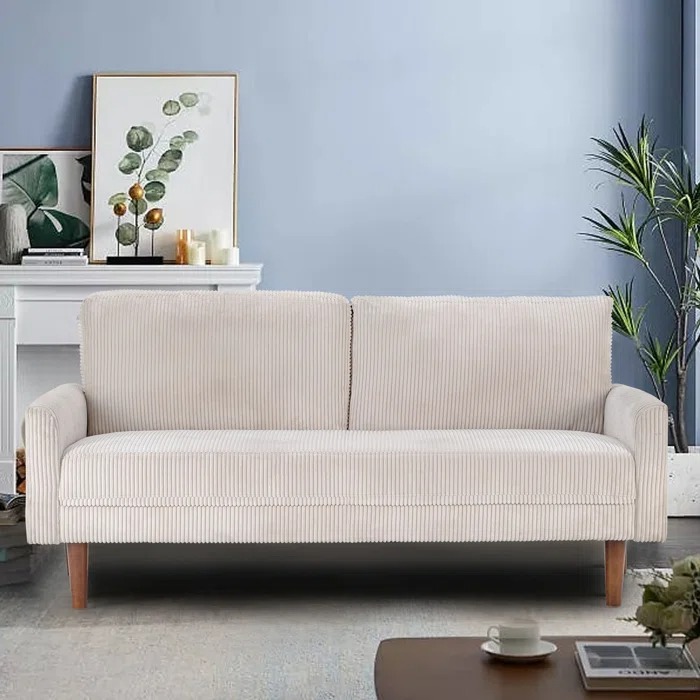 Bhteri67.327ModernCorduroyCushionBackLoveseatSofawithWoodLeg - Corduroy 3-Seater Sofa - Model A361