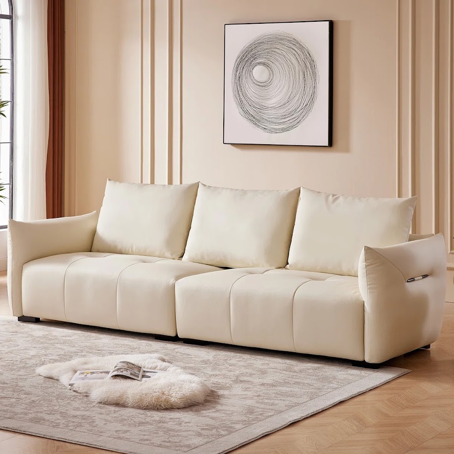 Caytie110.227LeatherSofaModernCouchwithTuftedSeatsandUniqueFlaredArms 92610668 - Celeste Sleeper Sofa - Model A367