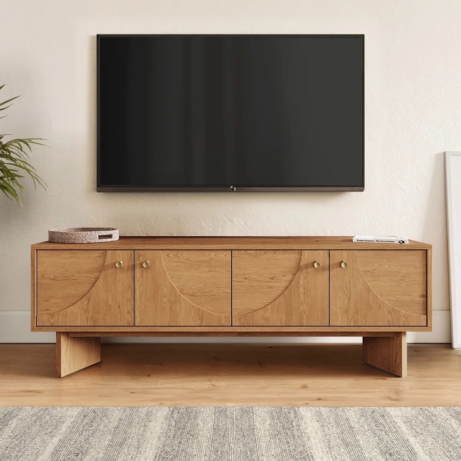 CorriganStudioOakWoodMalyunTVStandforTVsupto65 WoodenEntertainmentCenterwithStorage - Malyun - Model A569