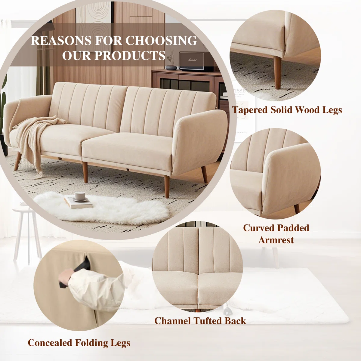 كنبة قابلة للتحويل Embrace the Classic Mid – موديل A388