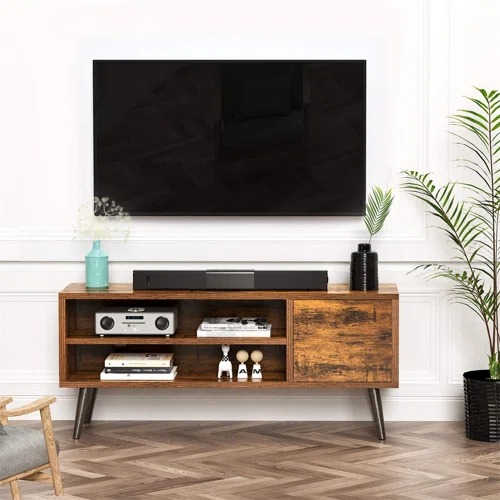 Riley James47.24 Mid CenturyModernTVStandforTVsupto55 EntertainmentConsolewithOpenShelfandStorage - Riley James – Model A583