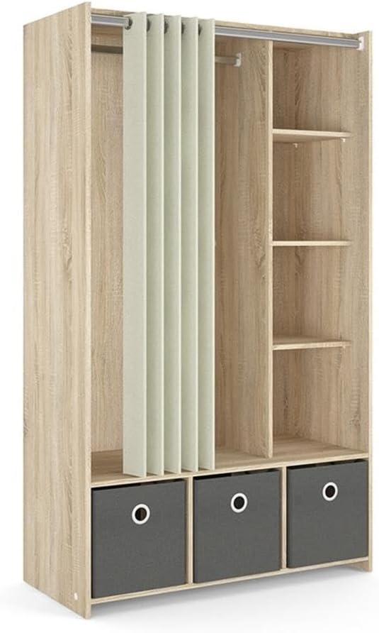 Tvilum Lola 3 Bin Curtain Storage Center _ Model A818