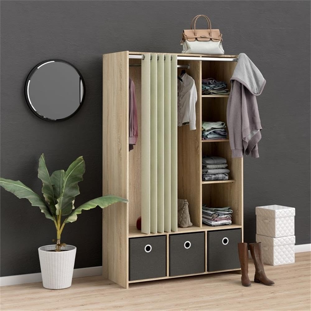 Tvilum Lola 3 Bin Curtain Storage Center _ Model A818