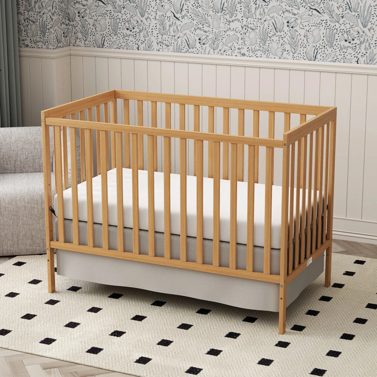 Modern Pine Baby Crib